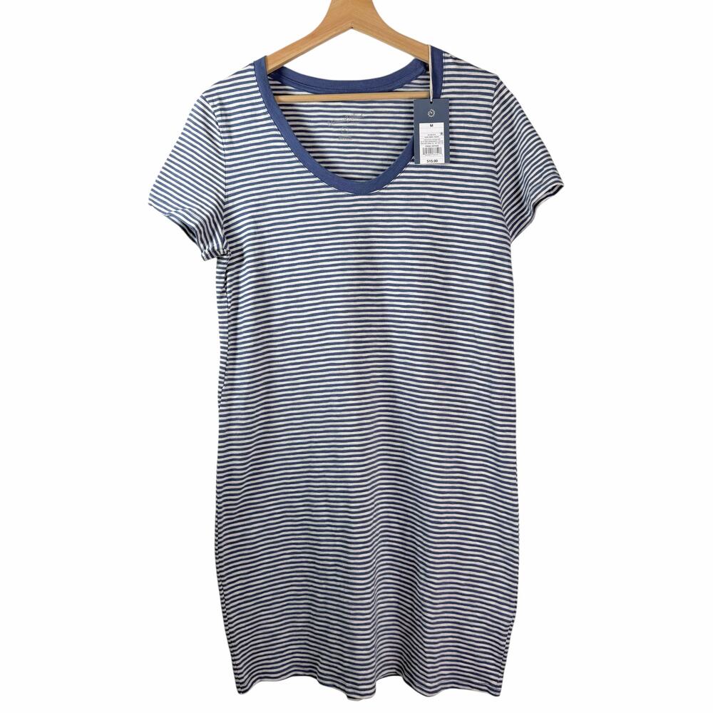 New Universal Thread Blue White Striped Cotton T-Shirt Dress Size Medium